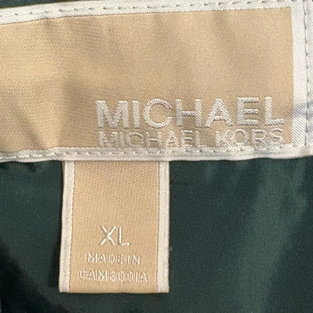 Michael Kors Quilted Green Puffer Vest with‎ Gold Snap Buttons